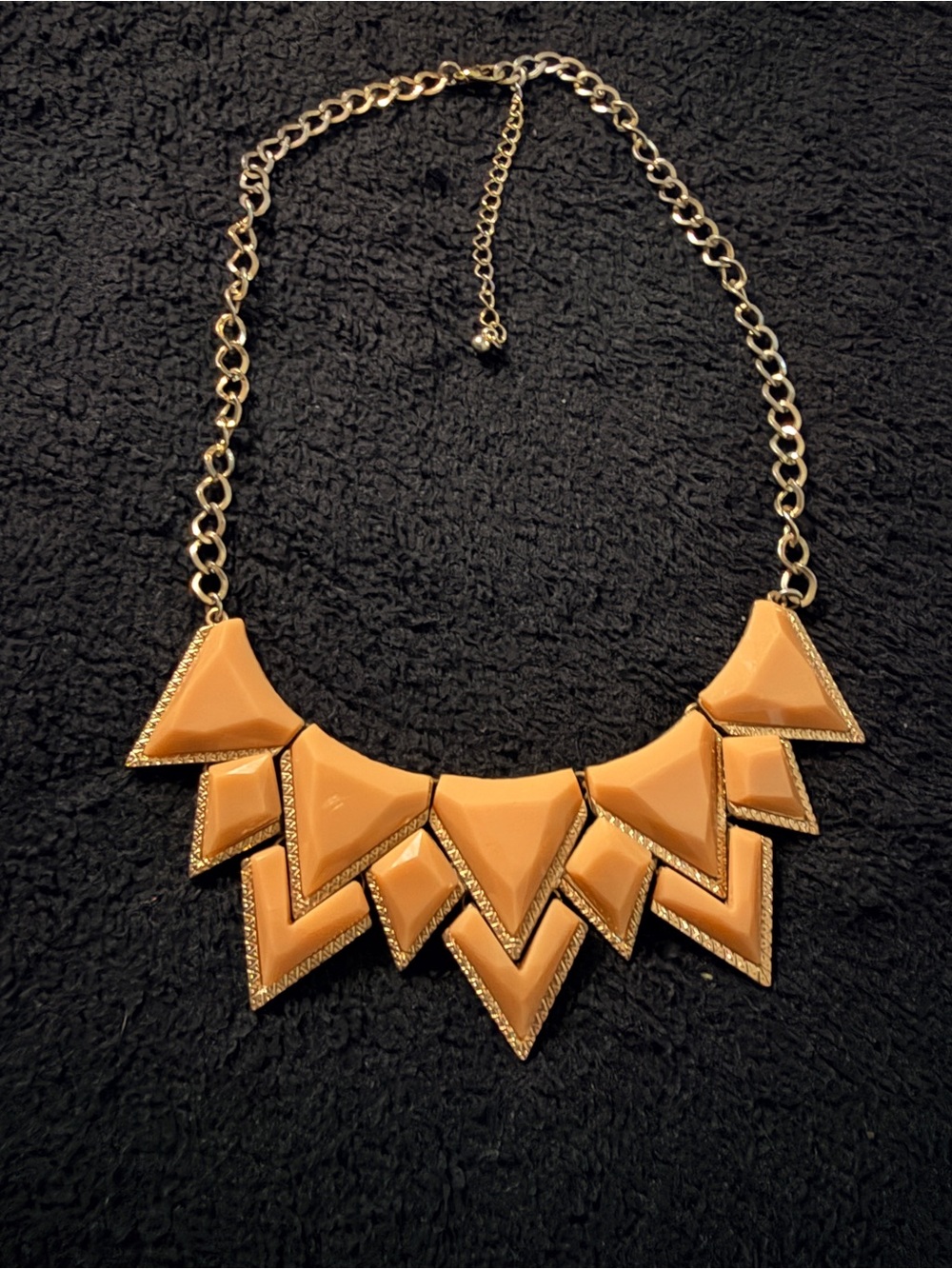 Gold-Tone Geometric Statement Necklace in Camel